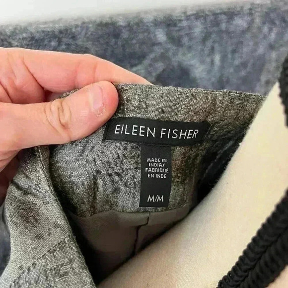 Eileen Fisher Rye Mirage Crinkle Jacquard Silk Cotton Blend Blazer Jacket Sz M - Picture 5 of 13